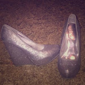Silver glittery MIA amore wedge Heels